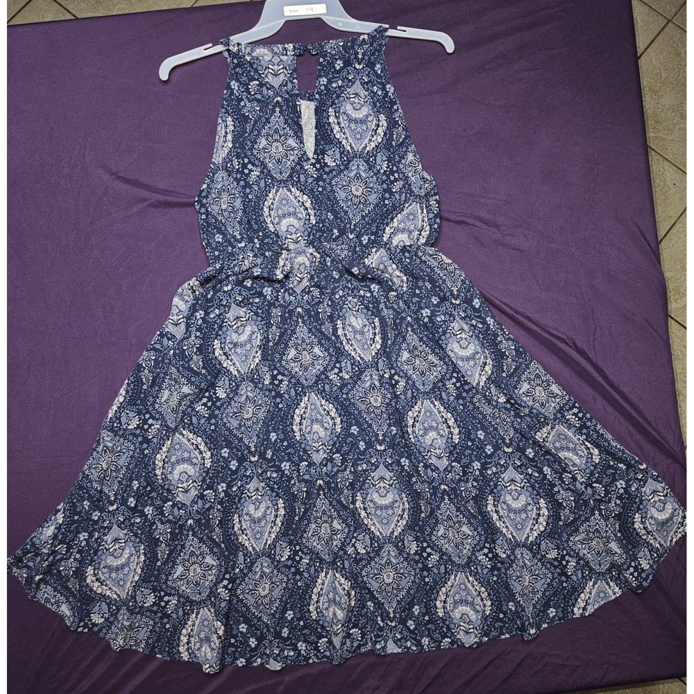 Torrid Blue Paisley High Low Halter Dress Size 1 Plus Size Boho Sleeveless